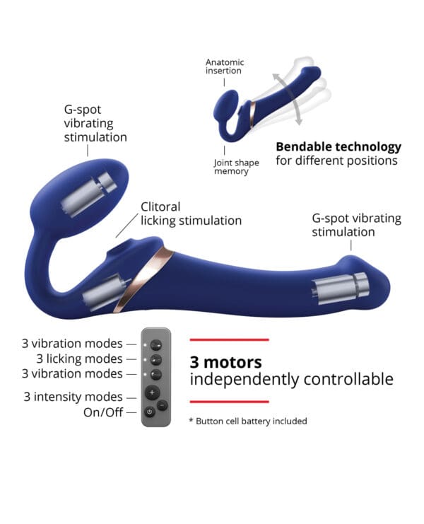 Strap on Me Multi Orgasm Bendable Strapless Strap on Large - Night Blue - Image 3
