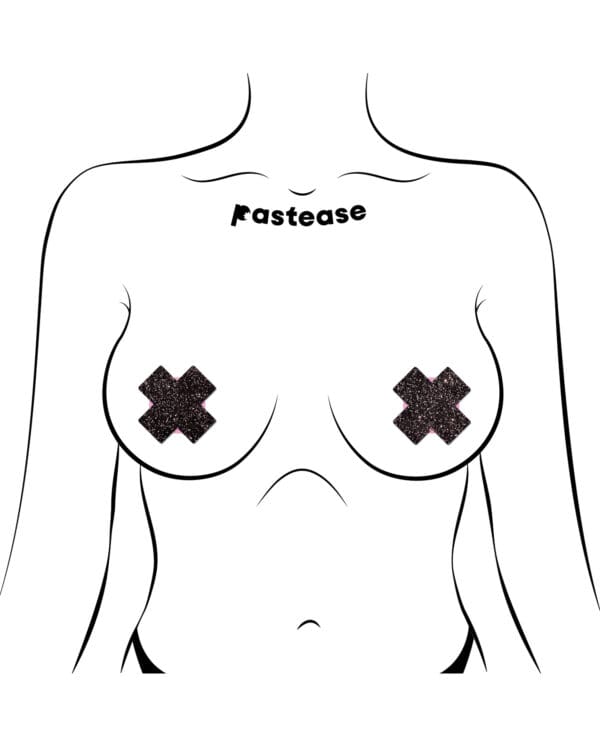 Pastease Premium Petites Sparkle Plus X - Black O/S Pack of 2 Pair - Image 3
