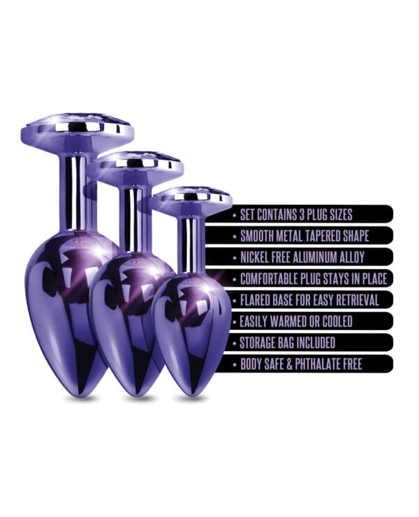 Nixie Metal Butt Plug Trainer Set w/Inlaid Jewel - Purple Metallic - Image 5