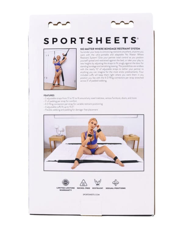 Sportsheets No Matter Where Adjustable Bondage Restraint System - Black - Image 4