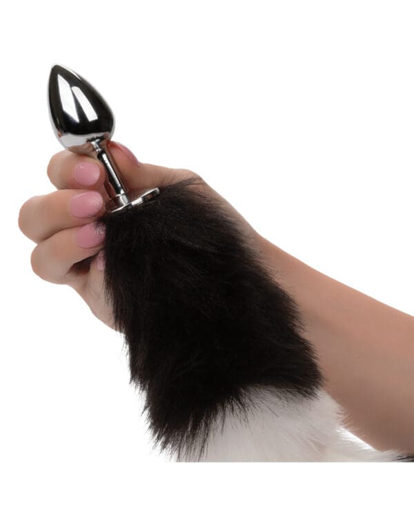 Running Wild Black & White Tail Metallic Anal Probe - Image 2
