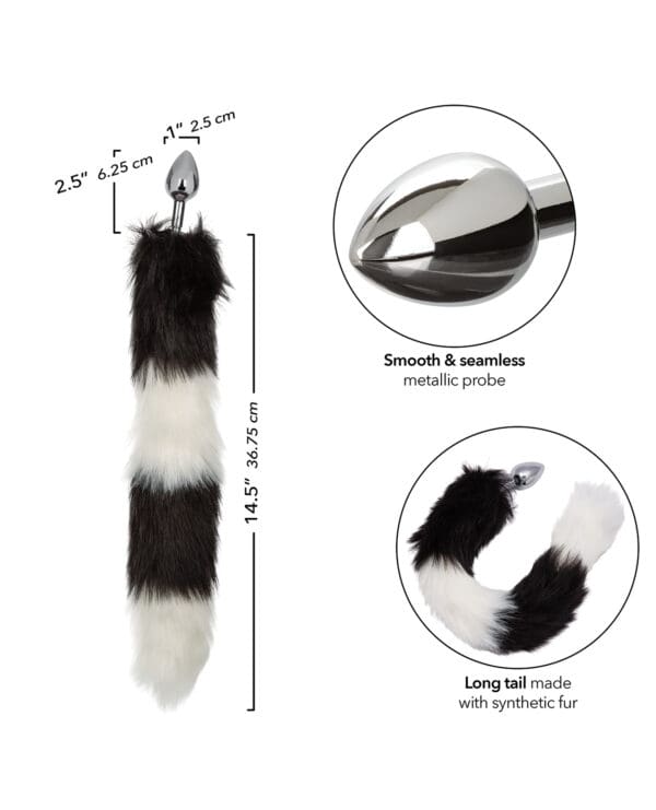 Running Wild Black & White Tail Metallic Anal Probe - Image 3
