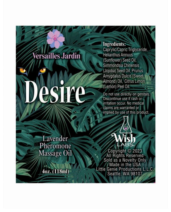 Desire Pheromone Massage Oil - 4 oz Lavender - Image 2
