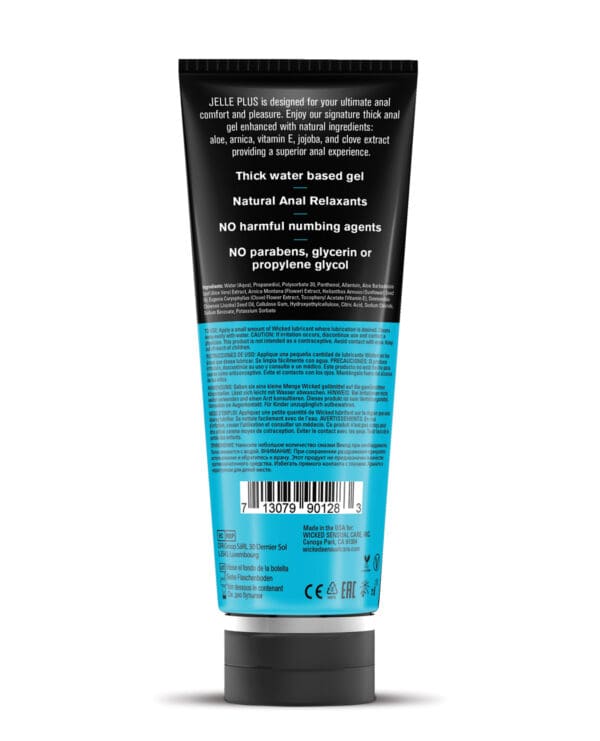 Wicked Sensual Care Jelle Plus Water Based Anal Lubricant with Relaxants - 8 oz - Image 2