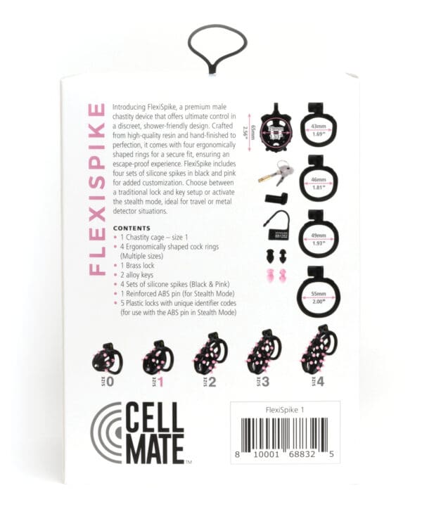 Sport Fucker Cellmate FlexiSpike Chastity Cage - Size 1 Black/Pink - Image 4
