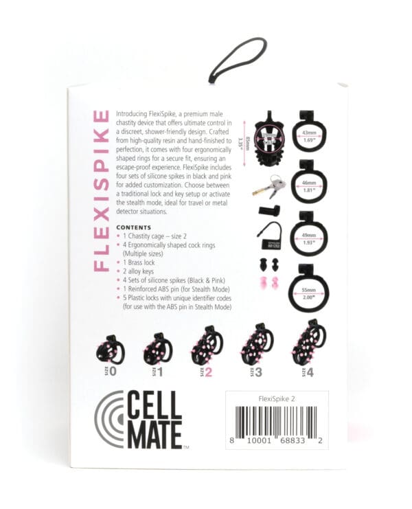 Sport Fucker Cellmate FlexiSpike Chastity Cage - Size 2 Black/Pink - Image 4