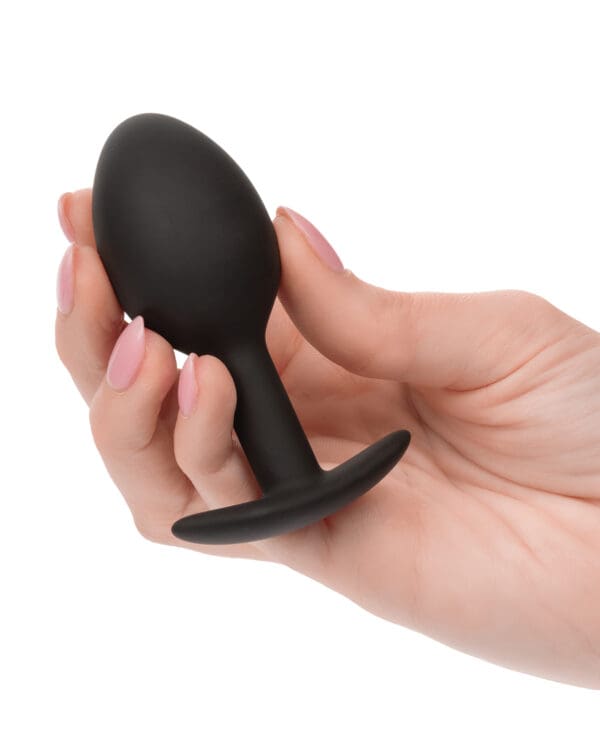 Weighted Silicone Anal Plug - Black - Image 4