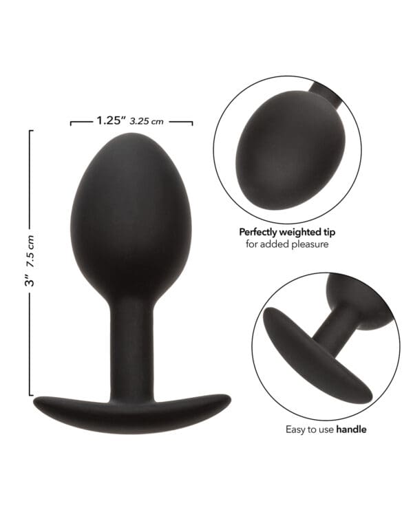 Weighted Silicone Anal Plug - Black - Image 5