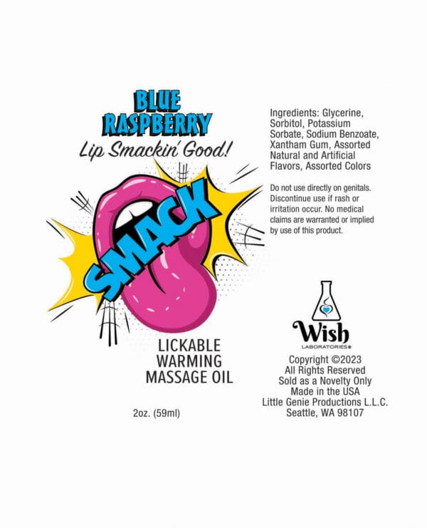 Smack Warming Massage Oil - 2oz Blue Raspberry - Image 2