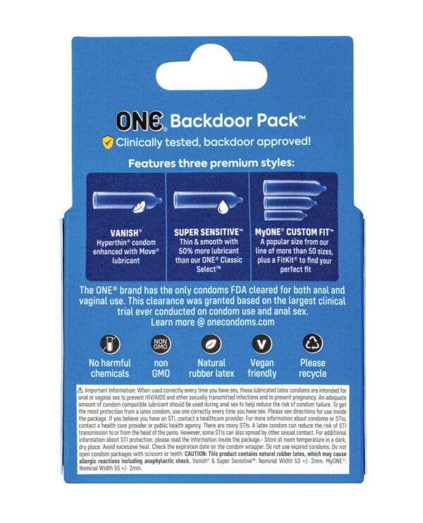 One Backdoor Pack Custom Fit Condoms - Pack of 3 - Image 2