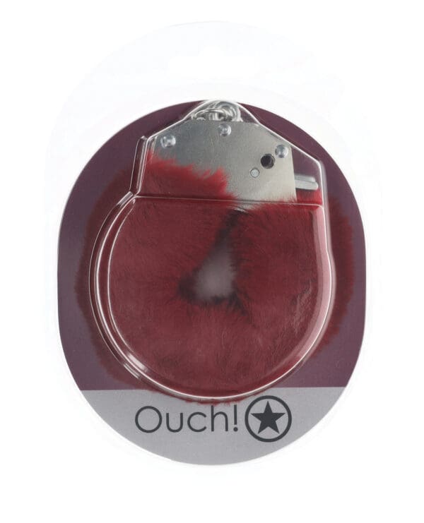 Shots Ouch! Heavy-duty Fluffy Handcuffs - Burgundy - Image 2