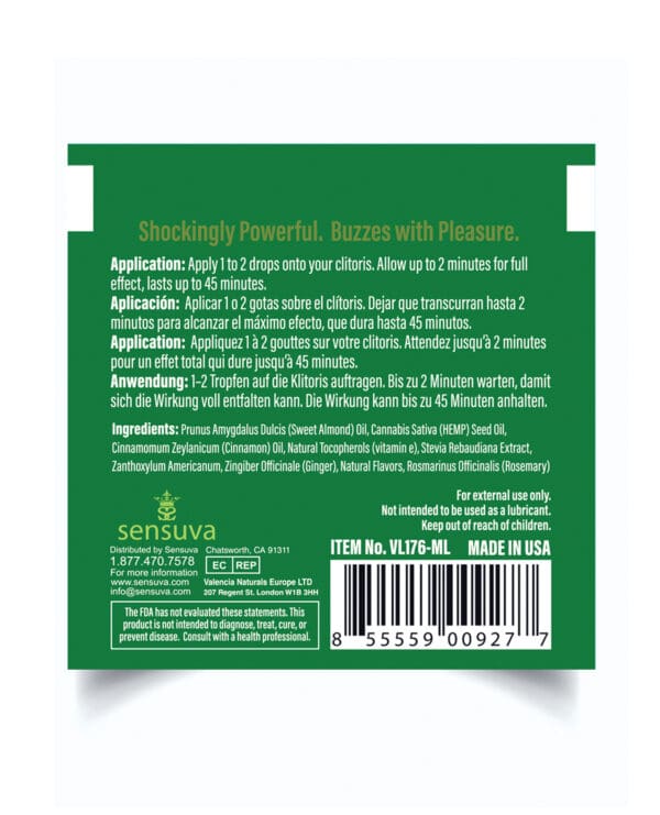 ON Hemp Arousal Oil - Single Use Ampoule Packet - Image 2
