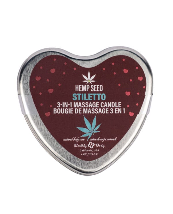 Earthly Body 2025 Valentines 3 in 1 Massage Heart Candle - 4.7 oz Stiletto - Image 2