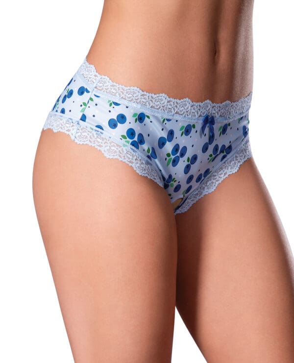 Sweet Treats Crotchless Boy Short w/Wicked Sensual Care Blueberry Lube - Blue S/M - Image 2