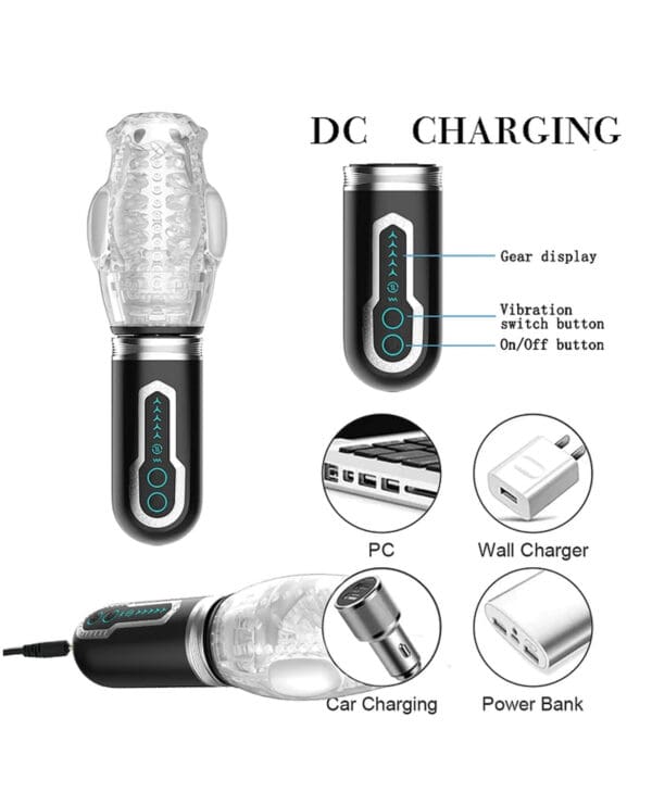 The Male Rose 3 Thrusting, Rotating & Vibrating Oral Sex Masturbator - Black - Image 3