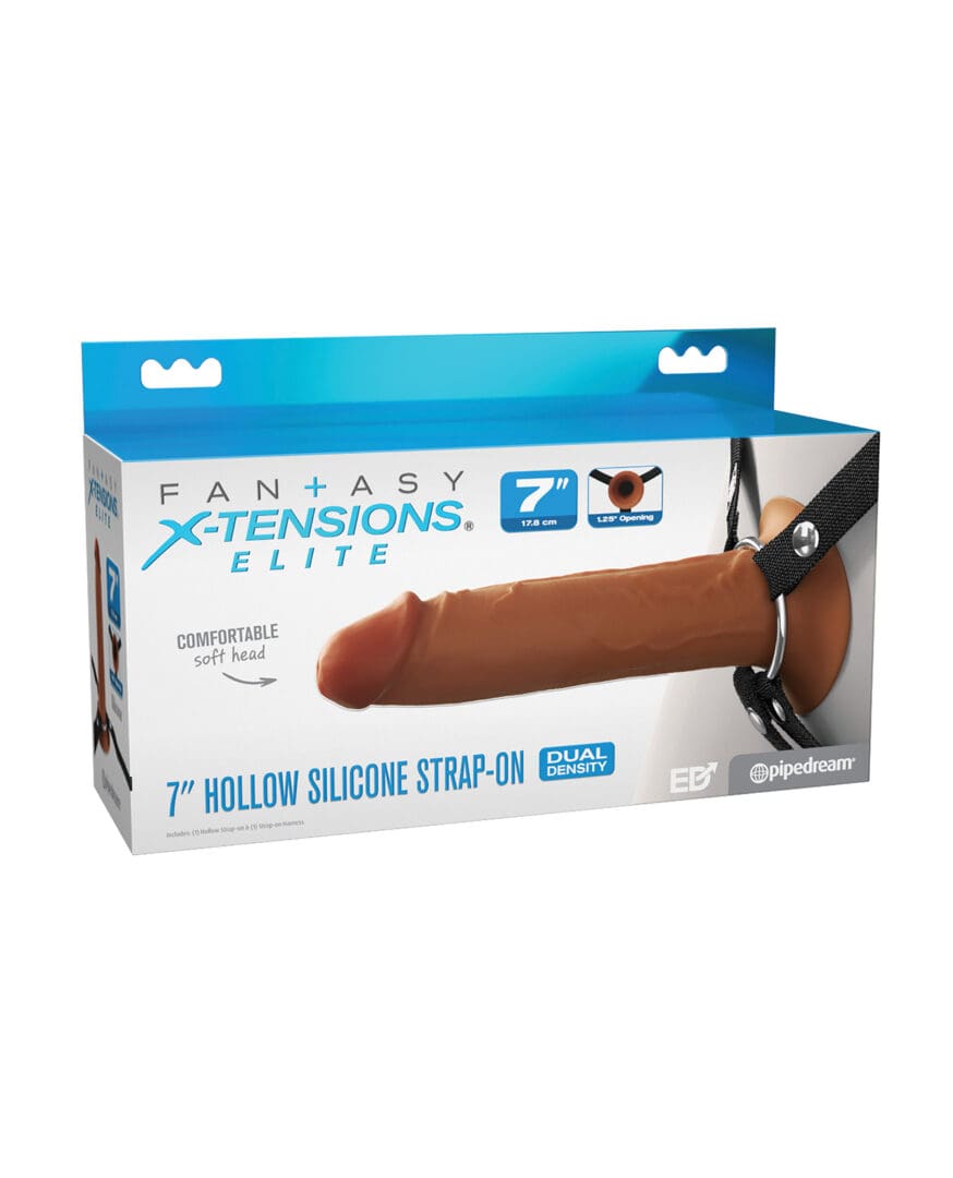 Fantasy X-tensions Elite 7" Silicone Hollow Strap-on - Brown