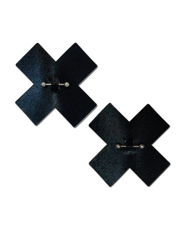 Pastease Pierced Liquid Black Cross w/Barbell Piercing - Black O/S - Image 2