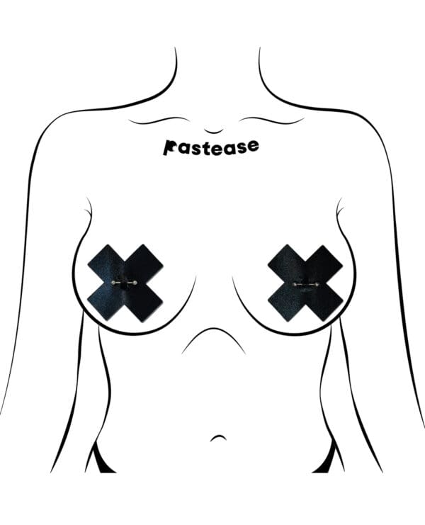 Pastease Pierced Liquid Black Cross w/Barbell Piercing - Black O/S - Image 3