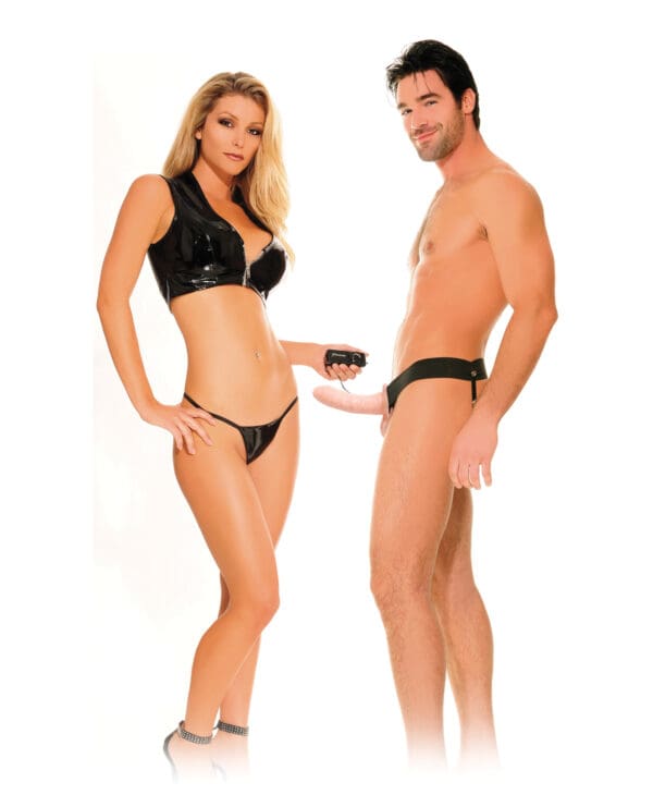 Fetish Fantasy Series for Him or Her Vibrating Hollow Strap-On - Flesh - Image 2