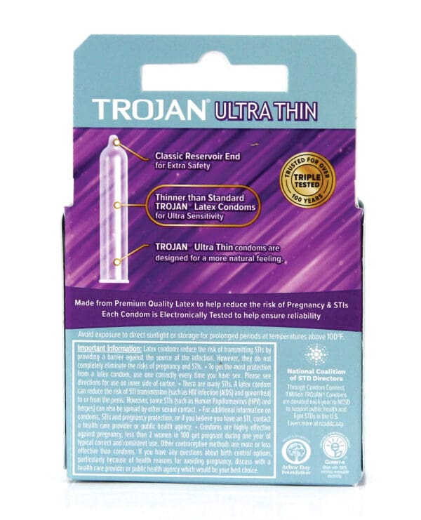 Trojan Ultra Thin Lubricated Condoms - Box of 3 - Image 2
