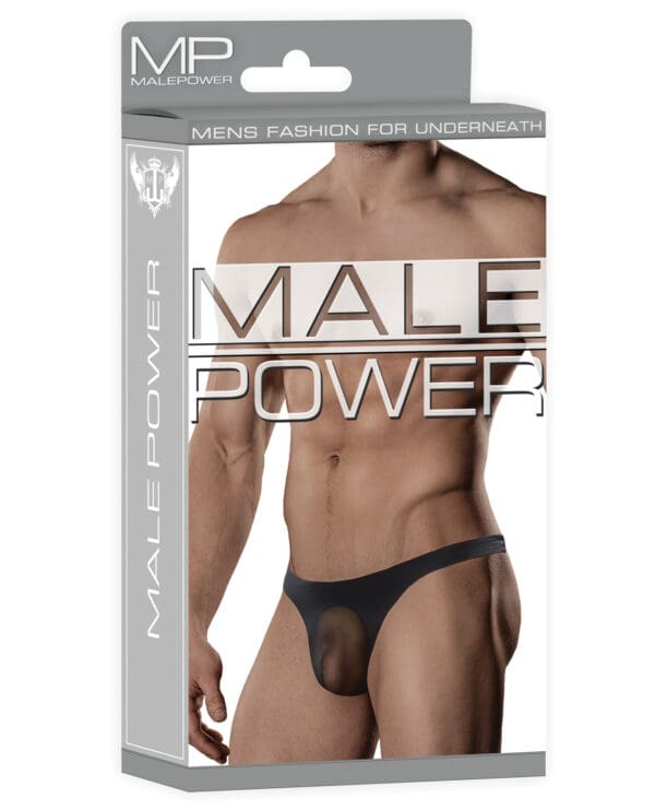 Male Power Sheer Nylon Lycra Pouch Thong Black L/XL - Image 3