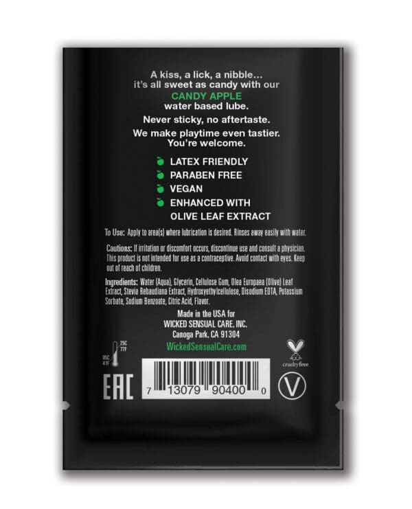 Wicked Sensual Care Aqua Water Based Lubricant - .1 oz Candy Apple - Image 2