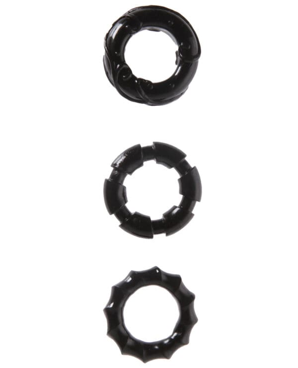 MALESATION Stretchy Cock Rings - Pack of 3 Black - Image 2