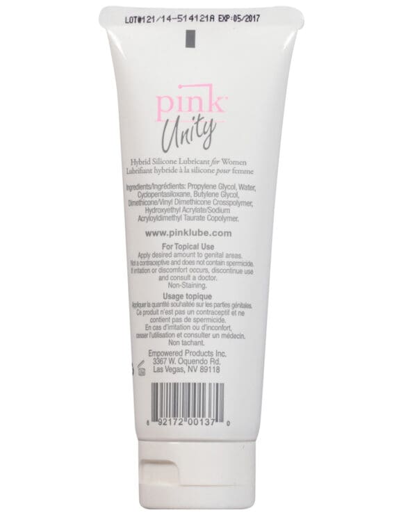 Pink Unity Hybrid Silicone Based Lubricant - 3.3 oz Tube - Image 2