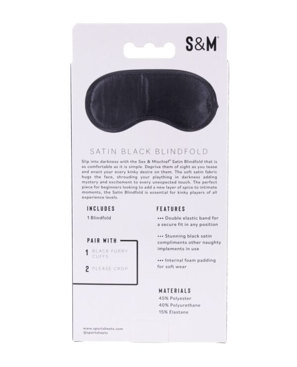 Sex & Mischief Satin Blindfold - Black - Image 3