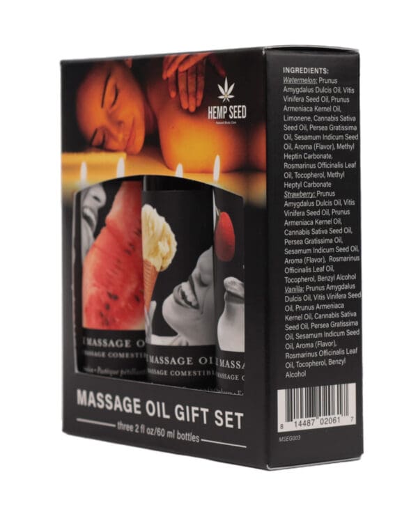 Earthly Body Edible Massage Oil Gift Set - 2 oz Watermelon, Strawberry & Vanilla - Image 2