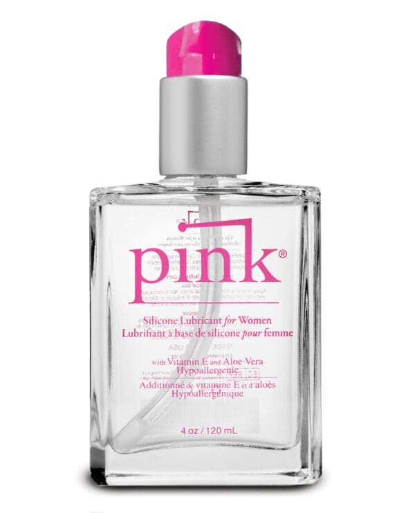 Pink Silicone Lube - 4 oz Glass Bottle - Image 2