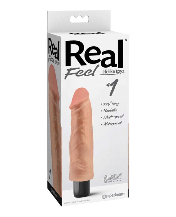 Real Feel No. 1  Long 7.5" Vibe Waterproof - Mutli-speed Flesh