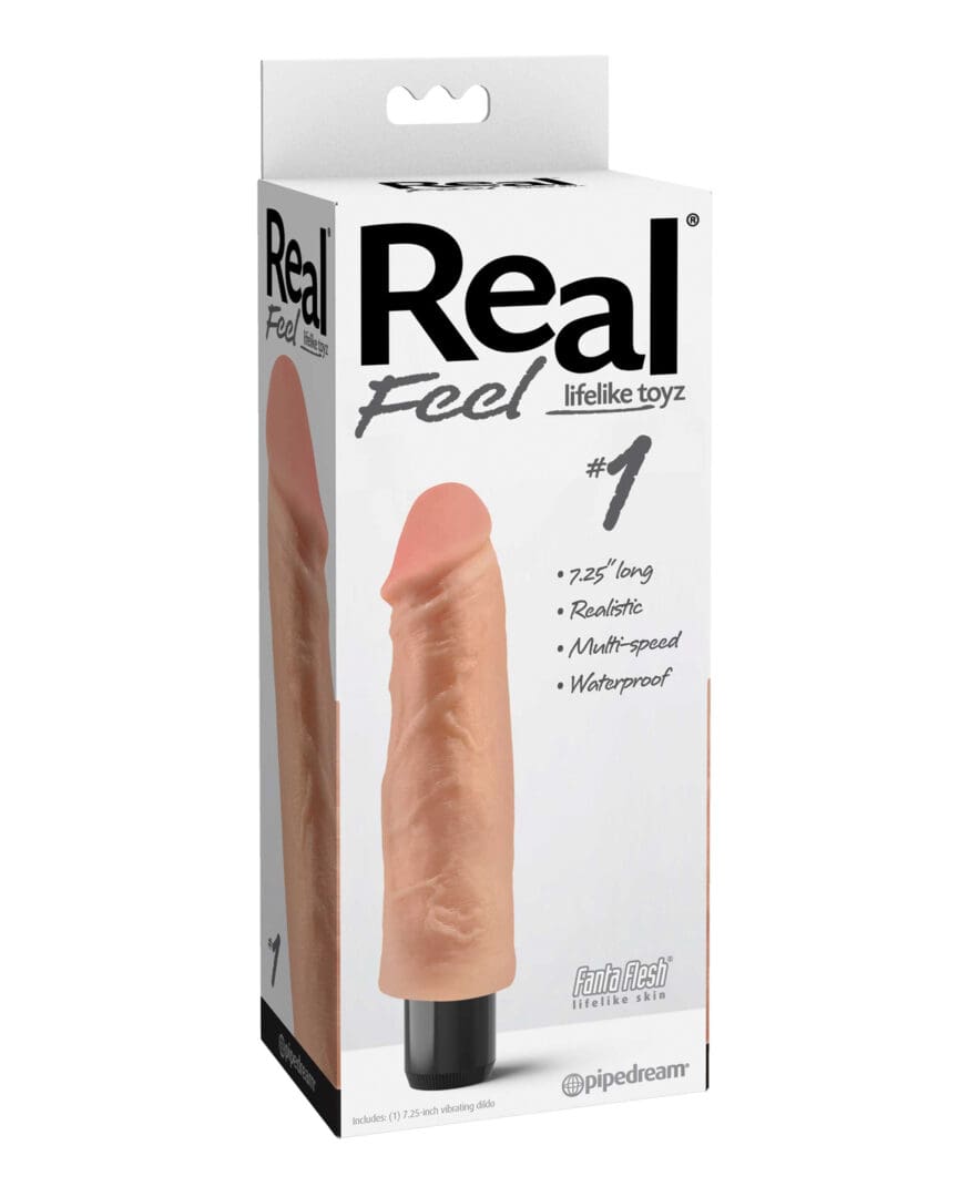Real Feel No. 1  Long 7.5" Vibe Waterproof - Mutli-speed Flesh