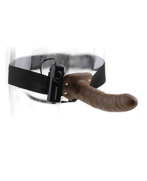 Fetish Fantasy Series 8" Vibrating Hollow Strap On - Brown - Image 3