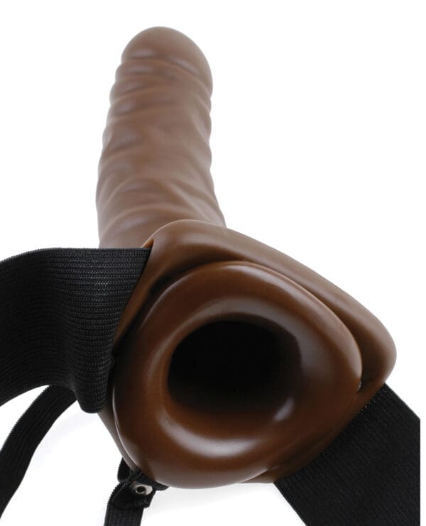 Fetish Fantasy Series 8" Vibrating Hollow Strap On - Brown - Image 5