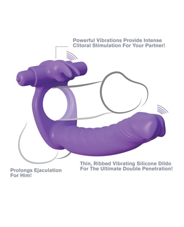Fantasy C-Ringz Silicone Double Pene Rabbit - Purple - Image 5