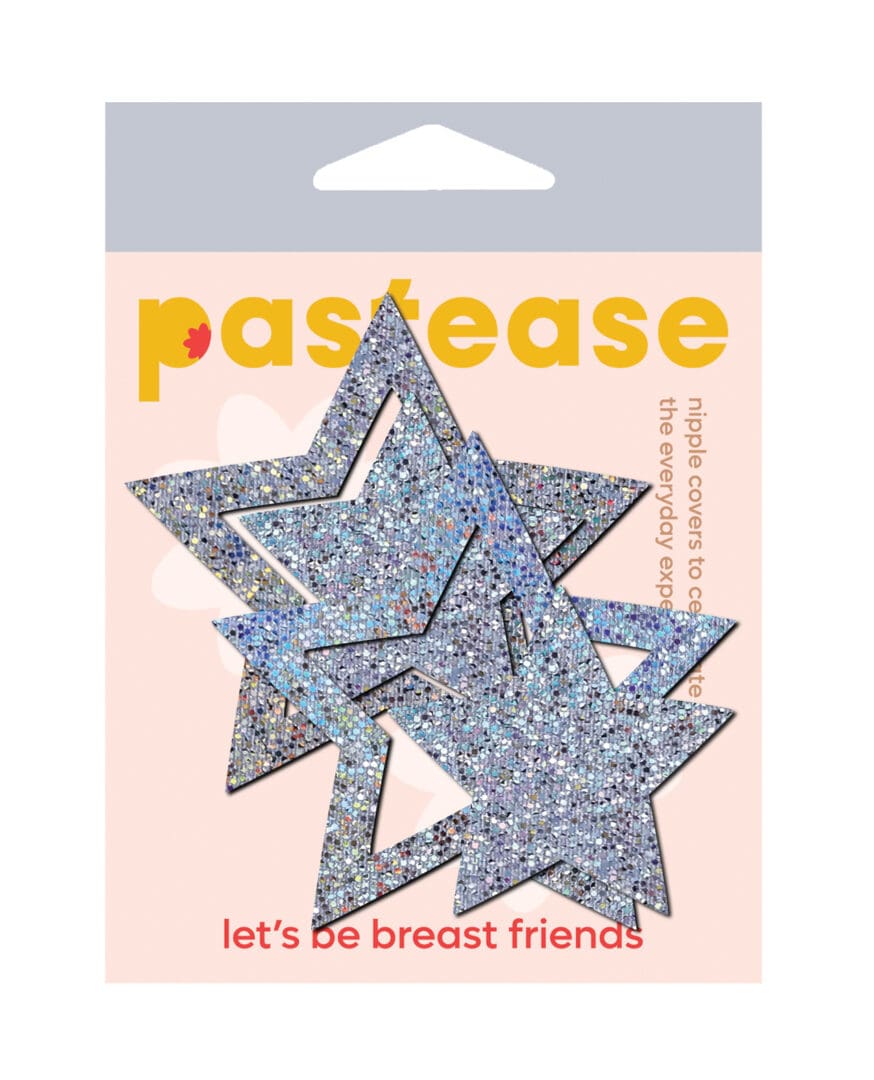 Pastease Premium Glitter Peek a Boob Stars - Silver O/S