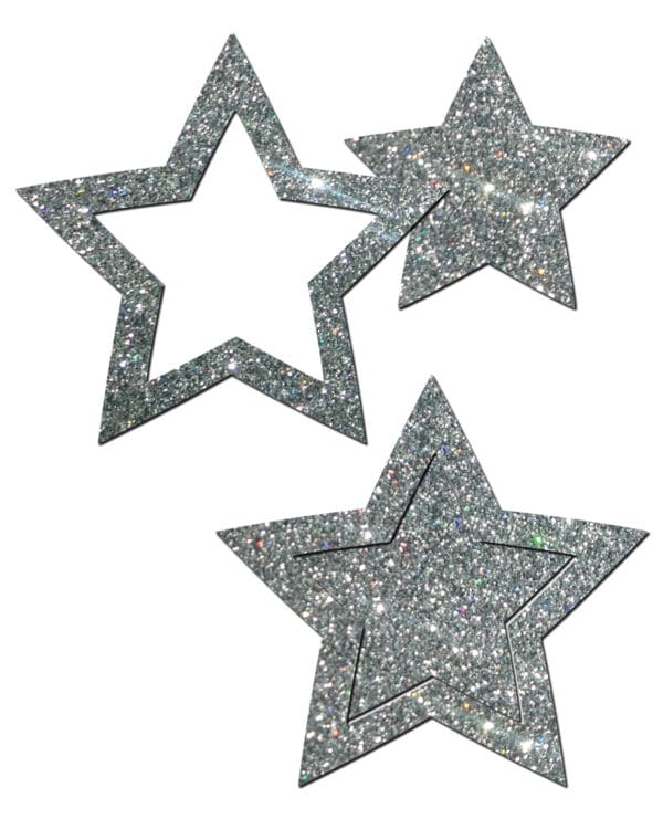 Pastease Premium Glitter Peek a Boob Stars - Silver O/S - Image 2