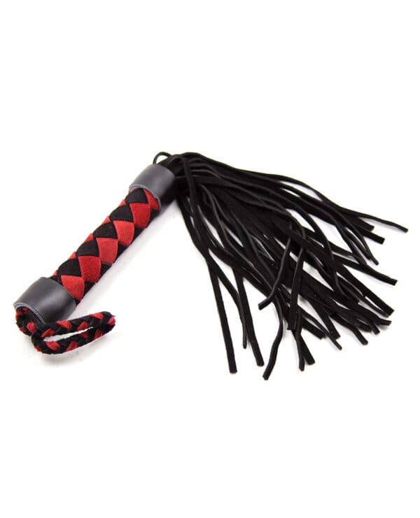 Plesur 15" Leather Flogger - Black/Red - Image 2