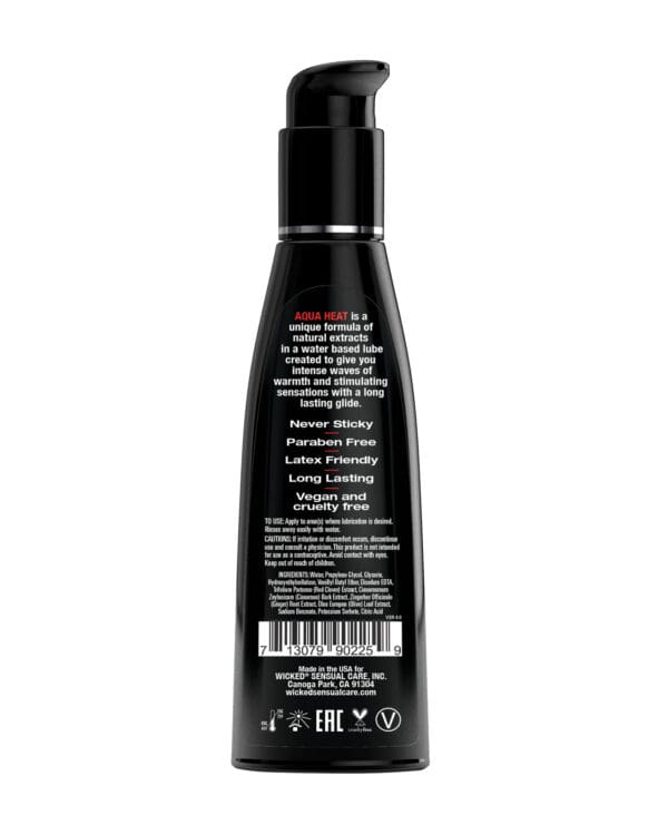 Wicked Sensual Care Aqua Heat Warming Water Based Lubricant - 4 oz - Image 2