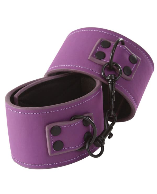 Lust Bondage Wrist Cuffs - Purple - Image 2