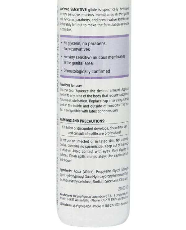 Pjur Med Sensitive Glide Water Based Personal Lubricant - 100ml Bottle - Image 2