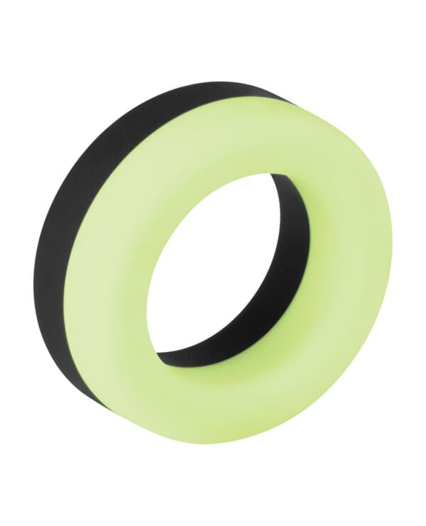 Forto F-19 Two Tone Liquid Silicone Cock Ring - Black/Glow in the Dark - Image 4