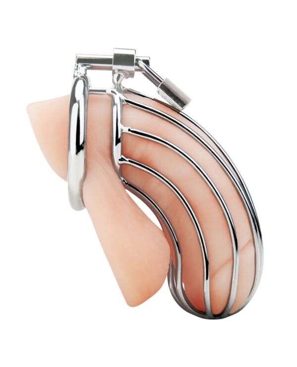 Blue Line Prisoner Cock Cage - Silver - Image 3