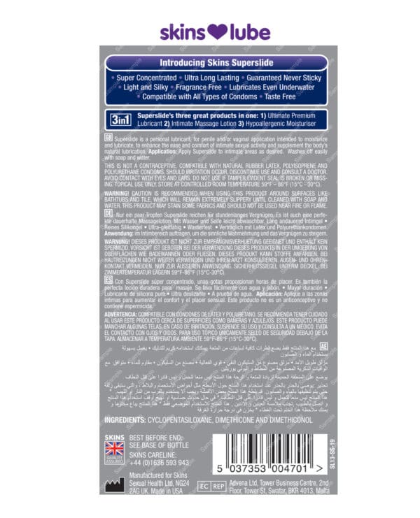 Skins Superslide Silicone Based Lubricant - 4.4 oz - Image 3