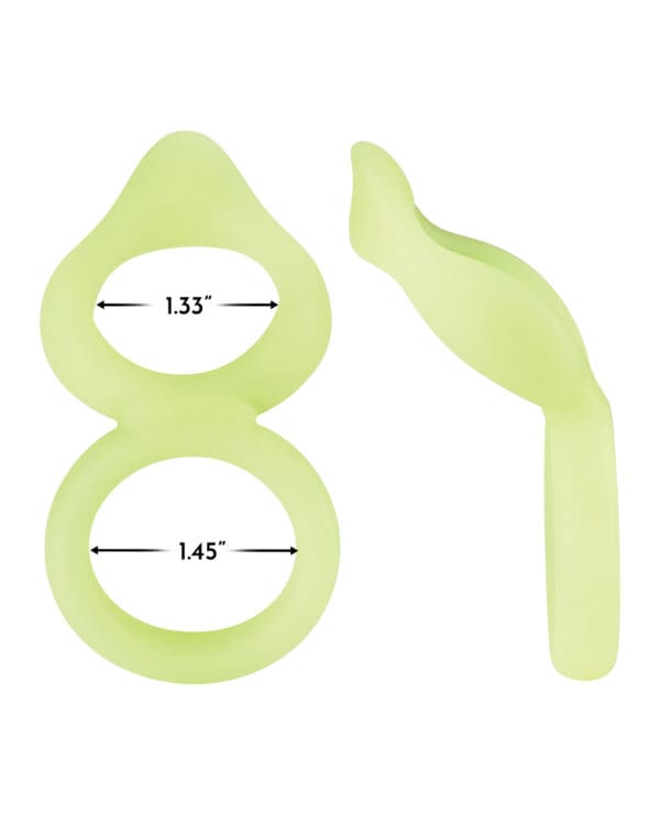 Forto F-88 Double Ring Liquid Silicone Cock Ring - Glow in the Dark - Image 5
