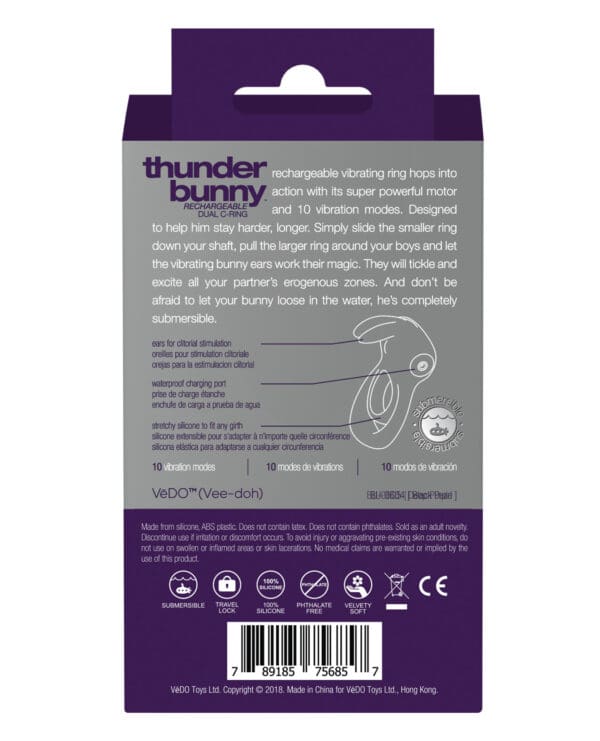 VeDO Thunder Bunny Rechargeable Dual Ring - Perfectly Purple - Image 2