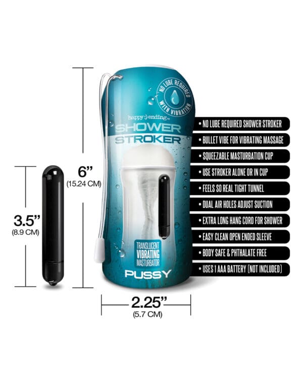 Shower Stroker Vibrating Pussy - Clear - Image 4