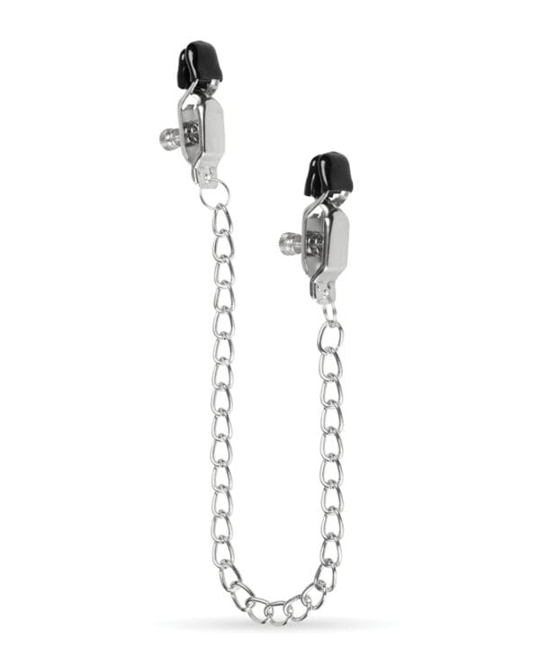 Easy Toys Big Nipple Clamps w/Chain - Silver - Image 2