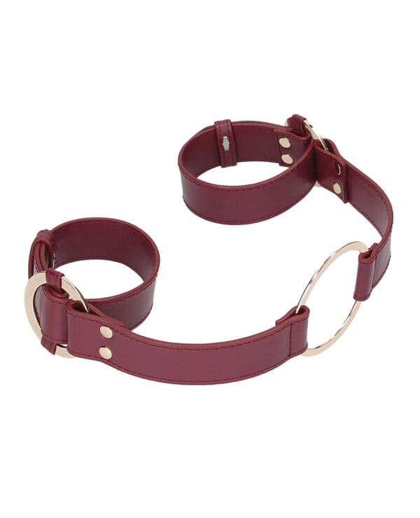 Shots Ouch Halo Handcuff w/Connector - Burgundy - Image 4
